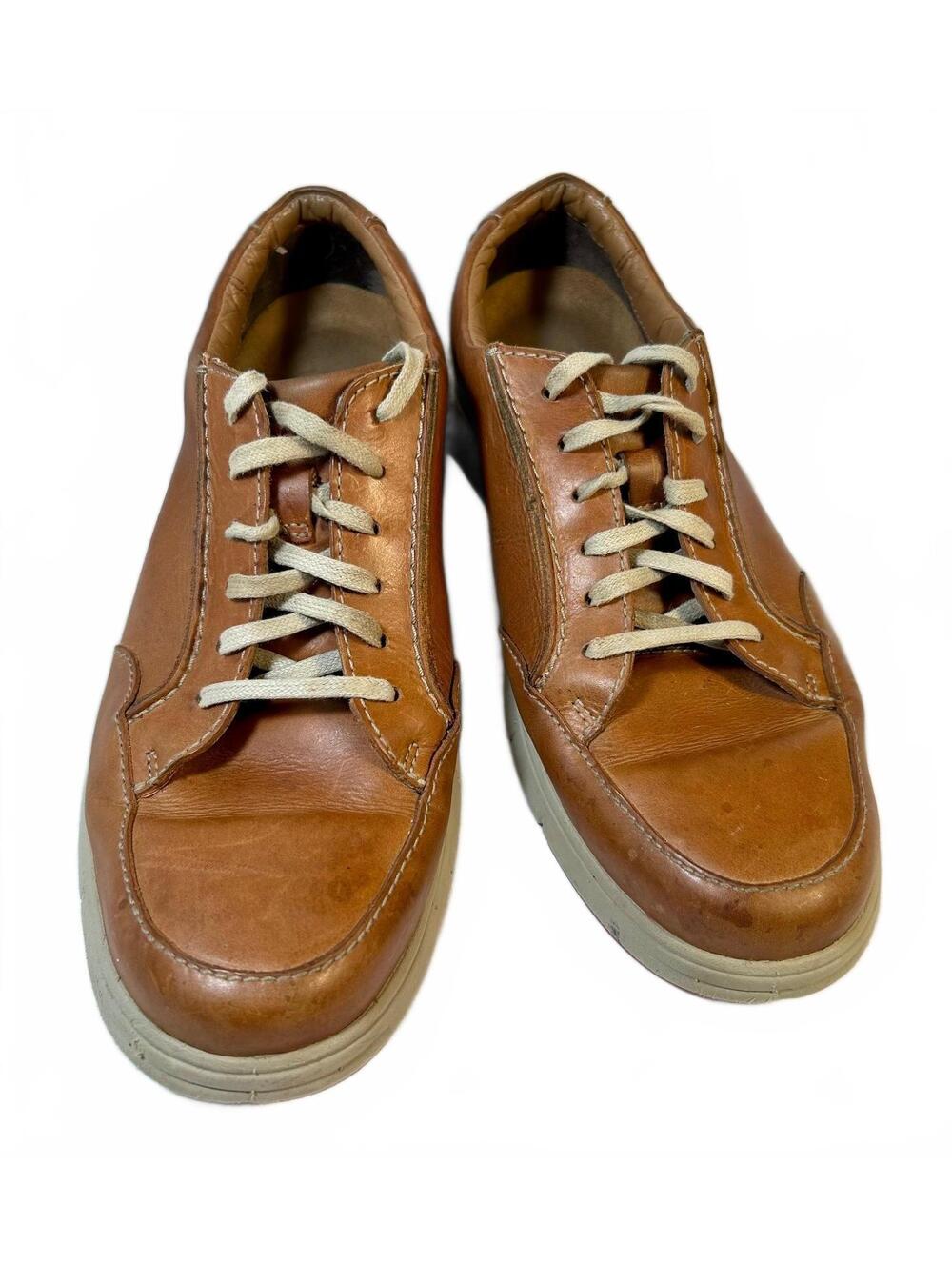 Clarks Mens 10M Brown Leather Lace Up Casual Walking Shoes Comfort Oxford Plaid
